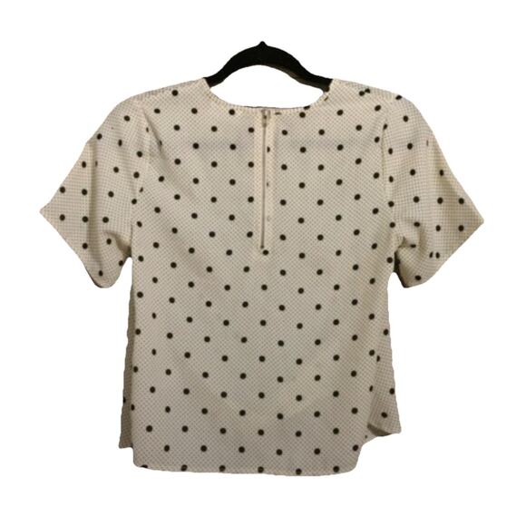 Sienna Sky Womens M Ivory Black Polka Dot Blouse Front Wrap Exposed Back Zipper - Picture 3 of 7